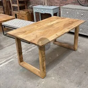 Mango Wood Live Edge Dining Table Wooden Slant Legs